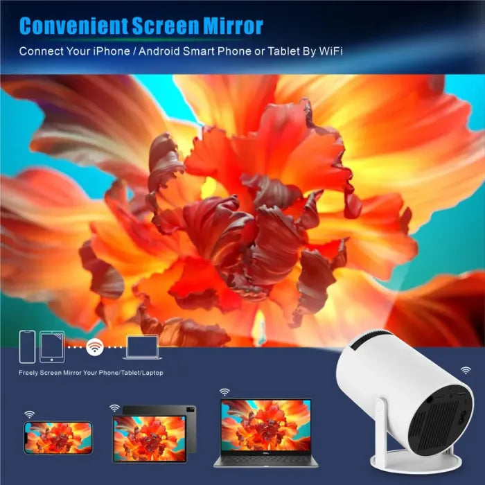 Smart Home Projector, 2.4/5G WiFi, 360° 4K HD LED