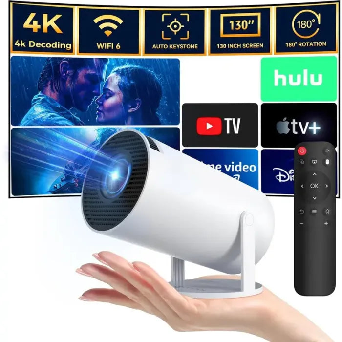 Smart Home Projector, 2.4/5G WiFi, 360° 4K HD LED